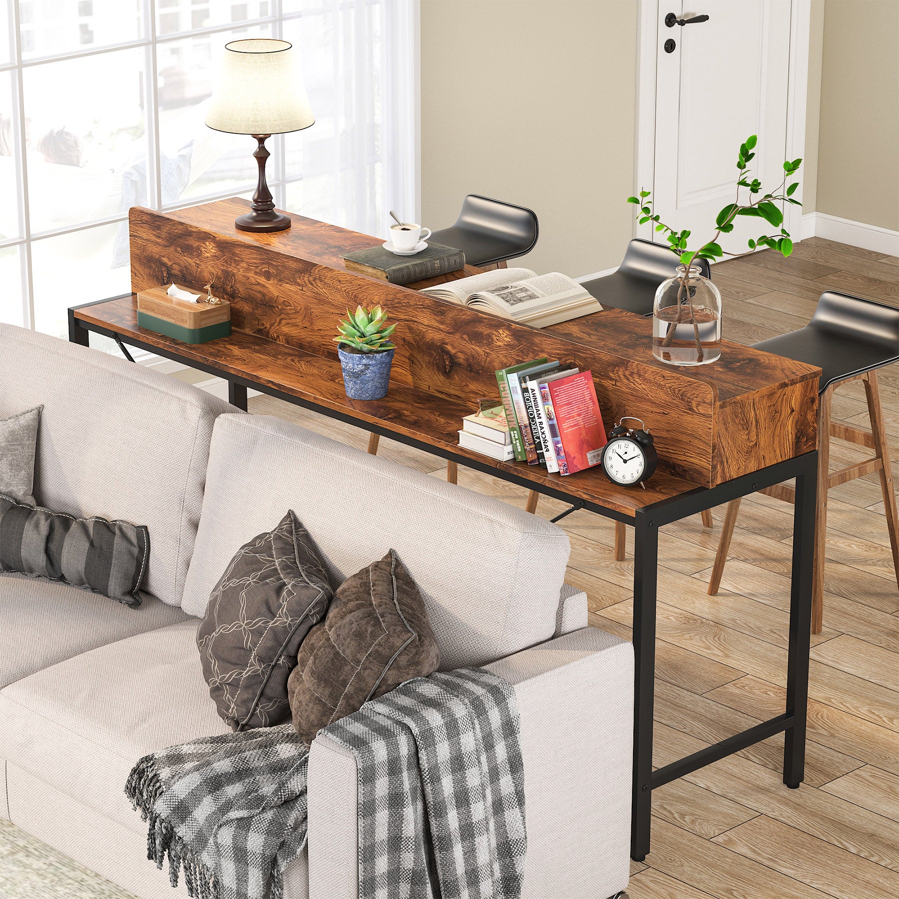 2-Tier Console Table, 70.9" Sofa Hallway Table